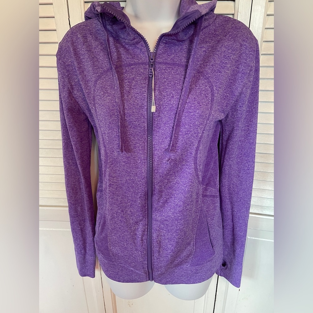 Sport Pro Compression Hooded Zip Purple Jacket Large